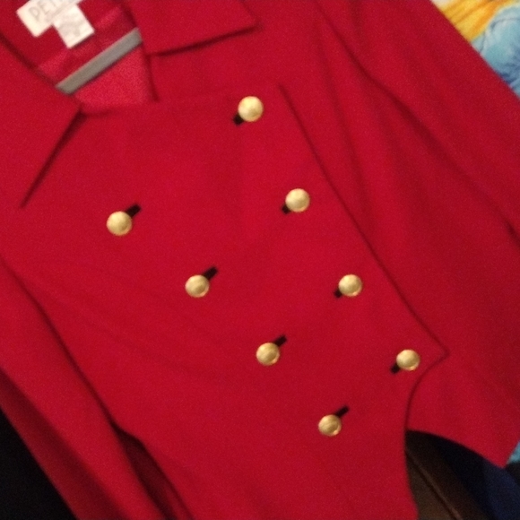 CHERRY 🍒 RED VINTAGE SZ 10 PETITE SOPHISTICATE LADIES SUIT JACKET - Picture 4 of 8